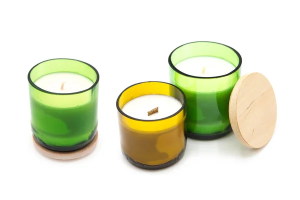 Scented Candles Relax Isolated White Background Clipping Part — Foto de Stock