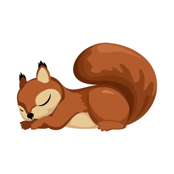 Eichhörnchen Ein Schlafendes Kleines Nagetier Nette Zeichentrickfigur Vektor Zeichnung Eines — Stockvektor