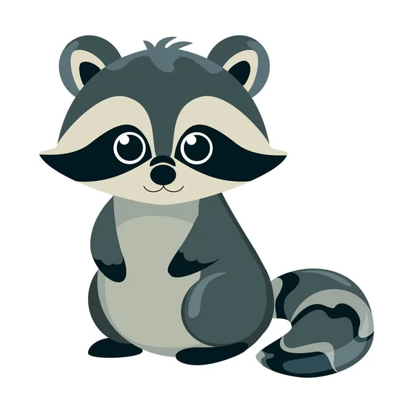 Baby Raccoon Cute Cartoonish Wild Animal Mammalian Animal Striped Raccoon — Stock Vector