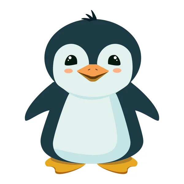 Pinguino Bambino Cartone Animato Disegno Vettoriale Piatto Carino Pinguino Antartico — Vettoriale Stock