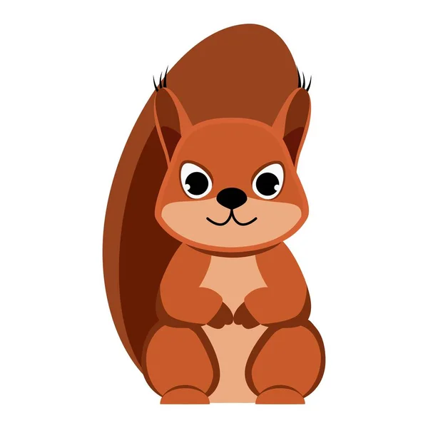 Eichhörnchen Zeichentrick Waldtier Vektorzeichnung Eines Eichhörnchens Voller Größe Auf Weißem — Stockvektor
