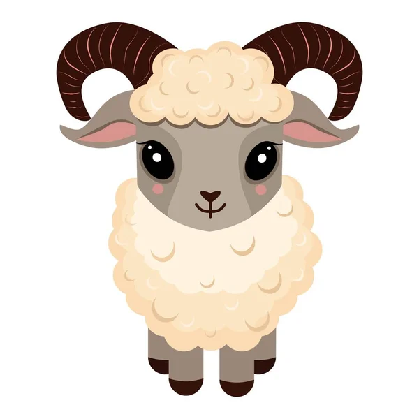 Koyun Vektör Beyaz Arka Planda Bir Koyun Çizimi Parmak Izi — Stok Vektör