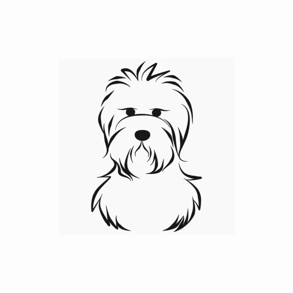 Силуэт Пса Вектор Рисунок Собачьей Морды Белом Фоне Линейный Силуэт — стоковый вектор