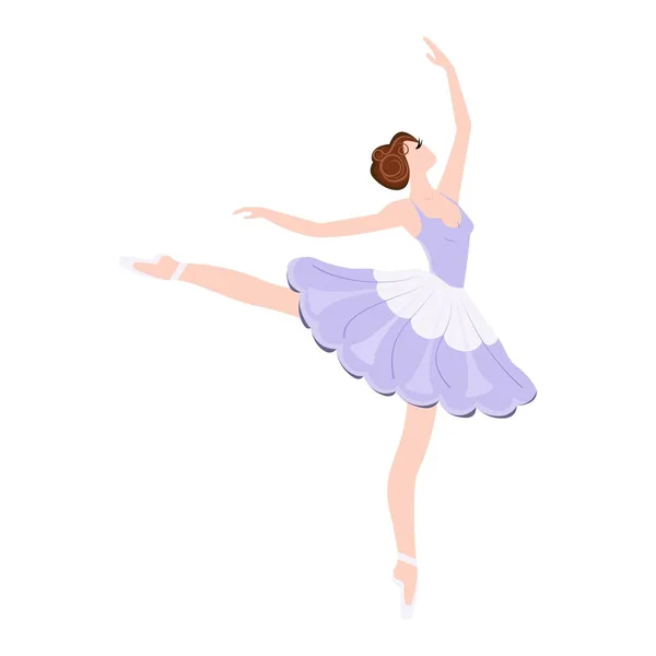 Ballerine Danseuse Gracieuse Pointes Ballet Danse Tutu Image Vectorielle Plate — Image vectorielle