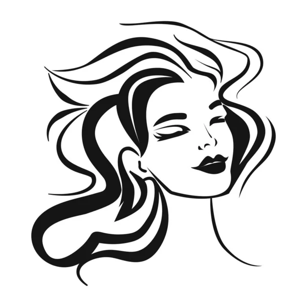 Silhouette Woman Face Hair Salon Beauty Salon Cosmetology Black Linear — Stock Vector