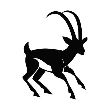 Ceylan. Antilop. Bir hayvanın kafasının silueti. Doğrusal sanat. Siyah, doğrusal, vektör sanatı. İkonum. - Yakın çekim. Parmak izi, çıkartma, web tasarımı için kullanılır.. 