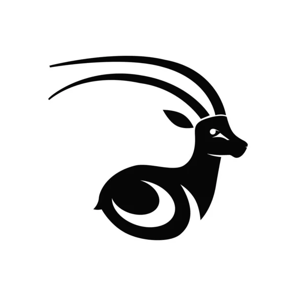 Gasell Det Antelope Silhuett Ett Djurs Huvud Linjär Konst Svart — Stock vektor
