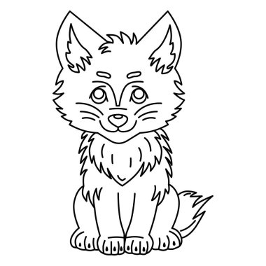 Kurt. Boyama Kitabı. Vektör. Doğrusal çizim. Çizgi film. Web tasarımı ve baskısı için çocuk illüstrasyonu. 