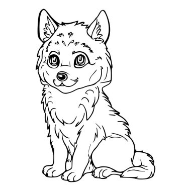 Kurt. Vahşi Canavar. Komik, komik bir illüstrasyon. Vektör. Çocuklar için boyama kitabı. Web tasarımı ve yazdırma için çizgi film çizimi