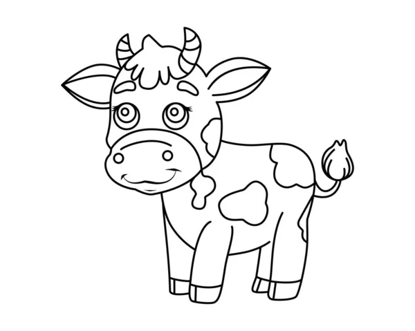 Calf Cartoon Cow Bull Funny Animal Coloring Book Children Vector — Stock Vector