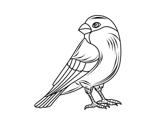 Tit Bird Cartoon Drawing Coloring Book Children Vector Outline Drawing — Vettoriale Stock
