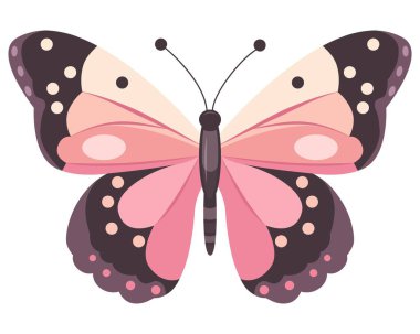 Kelebek. Yakın plan. Kolaj, baskı, dergi, kart, çıkartma ve web tasarımı için kullanılabilir. Çizgi film basit kelebek çizimi.