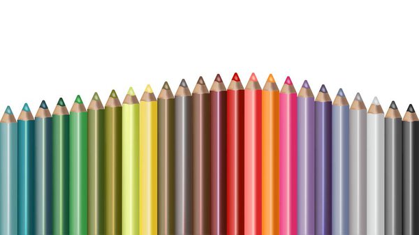 Набор цветных карандашей. Шаблон баннера главной страницы. Онлайн. Дизайн заголовка главной страницы. Крупный план.