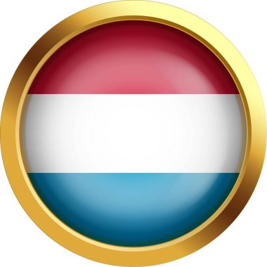 Luxembourg flag. Gold token. Red, white and blue symbol of national pride and cultural heritage. Close-up. Design for printing, souvenirs, gifts, important events and holidays, web design. clipart