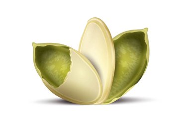 Beyaz arka planda balkabağı ya da kavun tohumu. Ürün ambalajının reklam, pazarlama ve web tasarımında kullanılır..