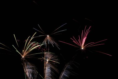 Real fireworks photography and abstract colorful fireworks background