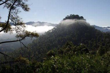 Morro de La Negra ve Pico de las Nieves solda. Inagua ve Nublo Kırsal Parkı. Büyük Kanarya. Kanarya Adaları. İspanya.