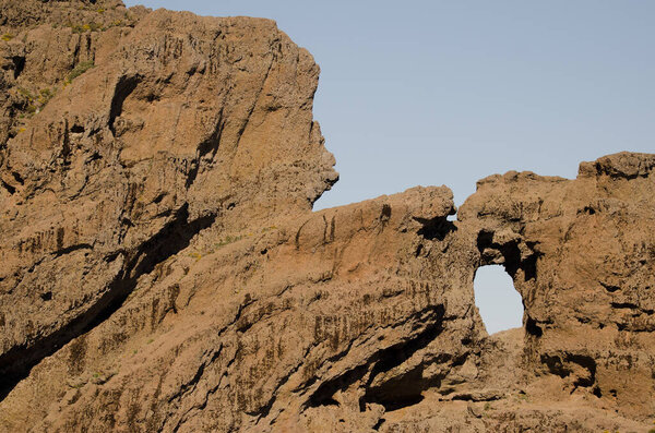 Morro de la Agujereada cliff. The Nublo Rural Park. Tejeda. Gran Canaria. Canary Islands. Spain.