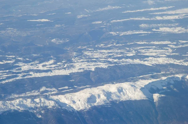Vista Aérea Parte Território França Com Áreas Cobertas Neve — Fotografia de Stock