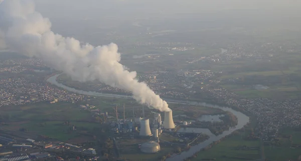 Grosskrotzenburg Elektriciteitscentrale Aan Rivier Maine Vanuit Lucht Hessen Duitsland — Stockfoto