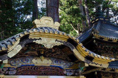 Yomeimon Kapısı 'nın üst kısmı. Tosho-gu Tapınağı. Nikko. Tochigi Bölgesi. Japonya.