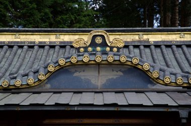 Karamon Kapısı 'nın ayrıntıları. Tosho-gu Tapınağı. Nikko. Tochigi Bölgesi. Japonya.