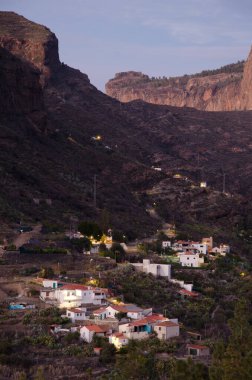 Village of El Juncal at sunset. The Nublo Rural Park. Tejeda. Gran Canaria. Canary Islands. Spain. clipart