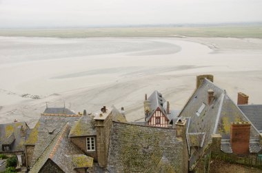 Mont-Saint-Michel komünü ve körfezi. Normandiya. Fransa.