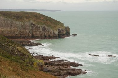 Cape Frehel manzarası. Cotes-d 'Armor Bölümü. Brittany. Fransa.