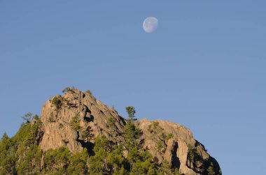 Morro de Pajonales, ayın altındaki uçurum. Nublo Kırsal Parkı. Tejeda. Büyük Kanarya. Kanarya Adaları. İspanya.