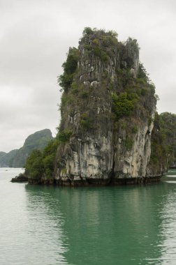 Lan Ha Körfezi 'ndeki kireçtaşı kayalığı. Kedi Ba Takımadası. Vietnam.