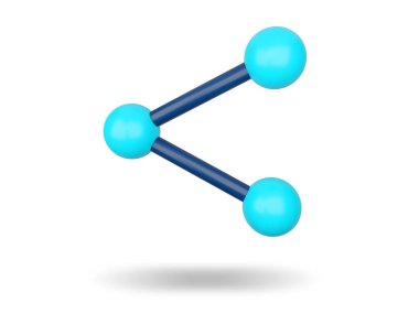 Share symbol icon. 3D render illustration.