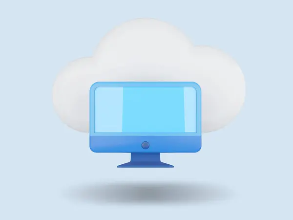 Computer Cloud Computing Concept Render Illustration — Stock Fotó