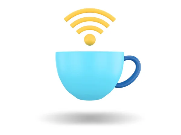 Café Internet Rede Sem Fios Ilustração Renderização — Fotografia de Stock