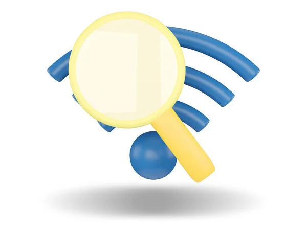 Pesquisa Wifi Signal Rede Sem Fios Ilustração Renderização — Fotografia de Stock