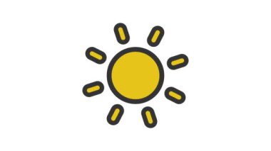 Beyaz arkaplanda güneşli, hava canlandırmalı simge