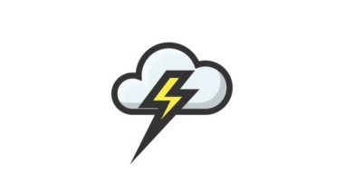 Beyaz arkaplanda şimşek, hava canlandırmalı simge