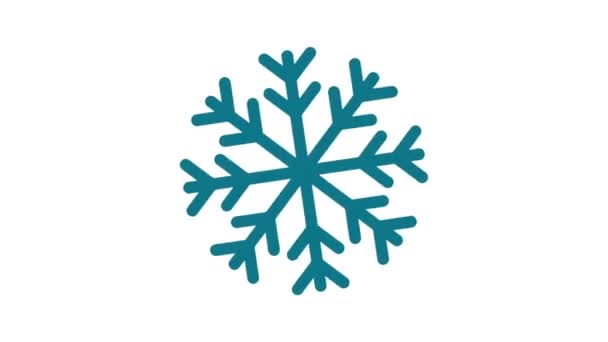 Floco Neve Fundo Branco Ícone Animação Meteorológica — Vídeo de Stock