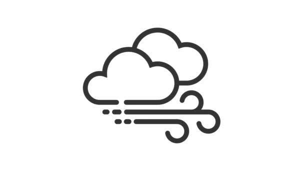 Windy Cloudy Fehér Háttér Időjárás Animált Ikon — Stock videók