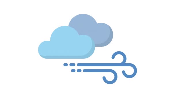 Vento Nublado Fundo Branco Ícone Animação Meteorológica — Vídeo de Stock