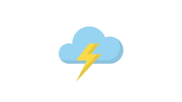 Relâmpago Sobre Fundo Branco Ícone Animação Meteorológica — Vídeo de Stock