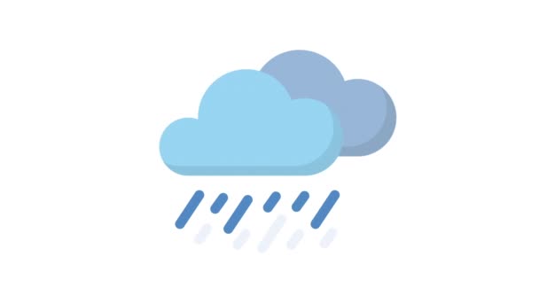 Rainy Cloudy Fehér Háttér Időjárás Animált Ikon — Stock videók