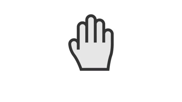 Hand Move Cursor Animált Ikon Fehér Háttér — Stock videók