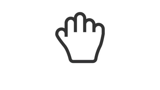 Mão Grab Cursor Ícone Animado Fundo Branco — Vídeo de Stock