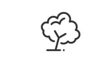 Beyaz arkaplanda Ağaç Canlandırılmış Simgesi.