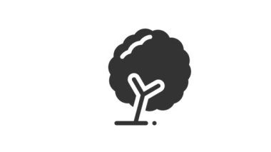 Beyaz arkaplanda Ağaç Canlandırılmış Simgesi.