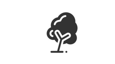 Beyaz arkaplanda Ağaç Canlandırılmış Simgesi.