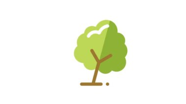 Beyaz arkaplanda Ağaç Canlandırılmış Simgesi.