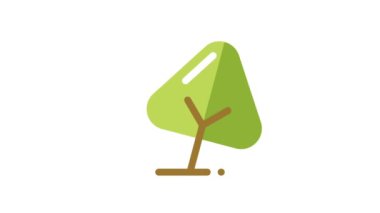 Beyaz arkaplanda Ağaç Canlandırılmış Simgesi.