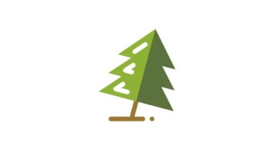 Beyaz arkaplanda Ağaç Canlandırılmış Simgesi.